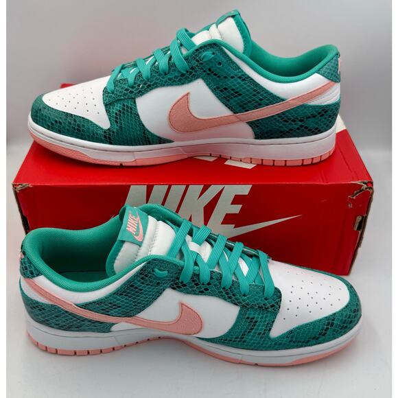 Nike Dunk Low Washed Teal Snakeskin Size 12 DR8577-300 #  409 - Picture 4 of 8